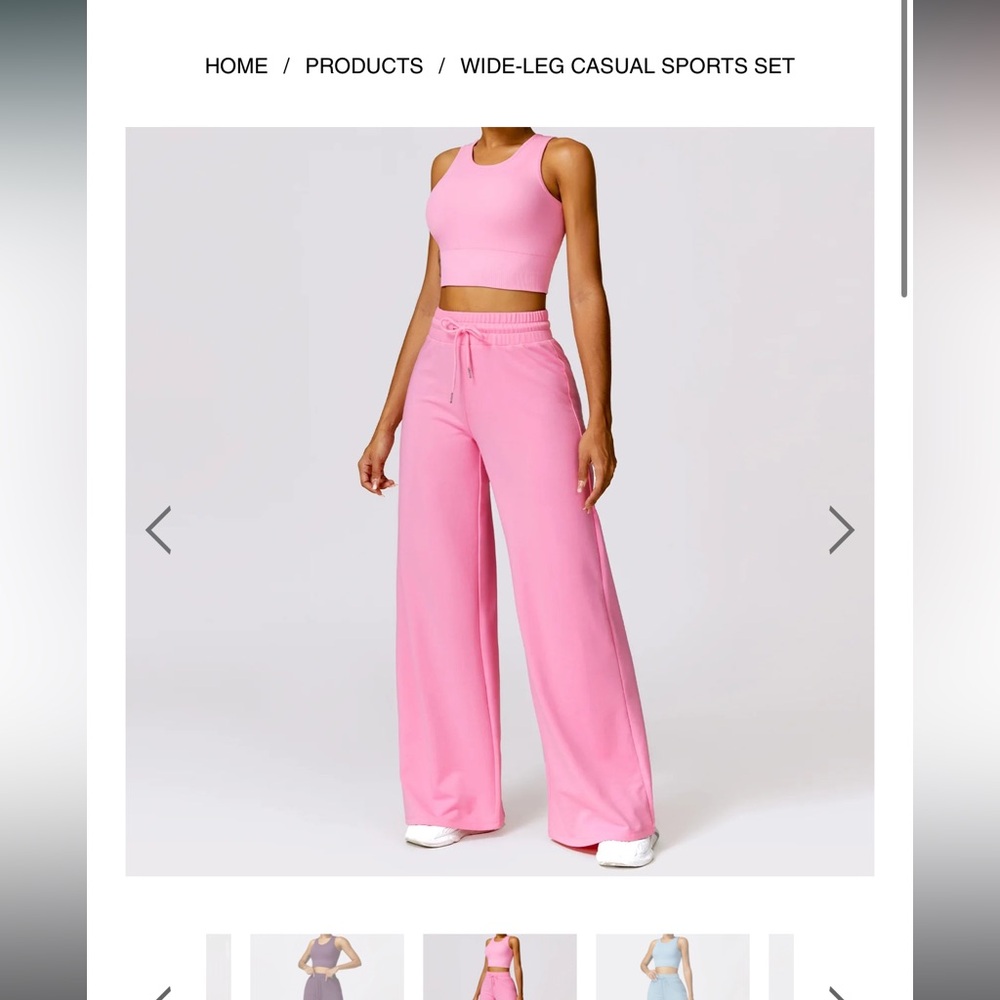 Calithea Wide leg jog set in candy pink/bubblegum pink size small
